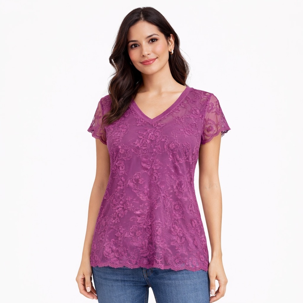 NWT Women's Aeropostale Lace Top Purple Pink Size L